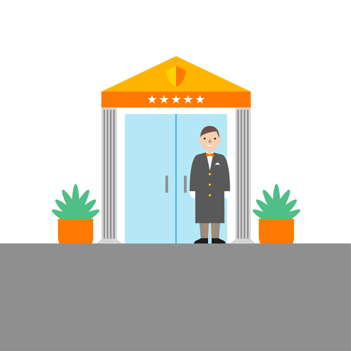 A_hotel_doorman_stands_at_the_entrance_to_a_hotel_rgb_White
